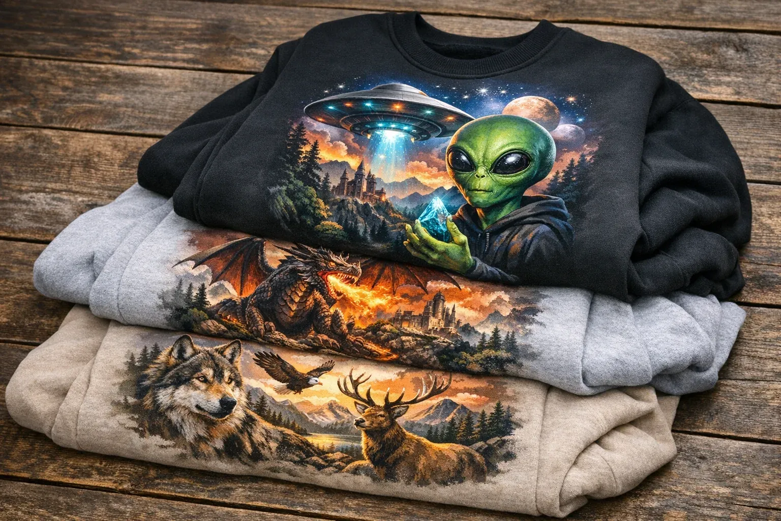 Bluzy oversize z kolorowym nadrukiem DTF