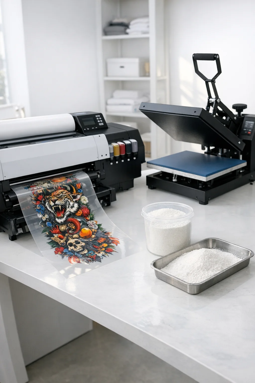 Proces wydruku DTF na folii transferowej