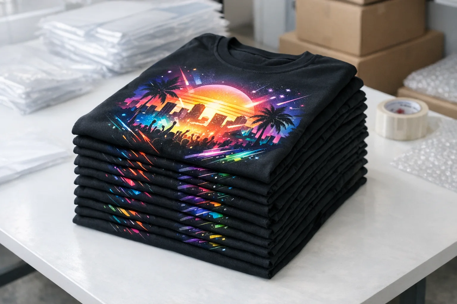 Koszulki eventowe przygotowane do nadruku DTF